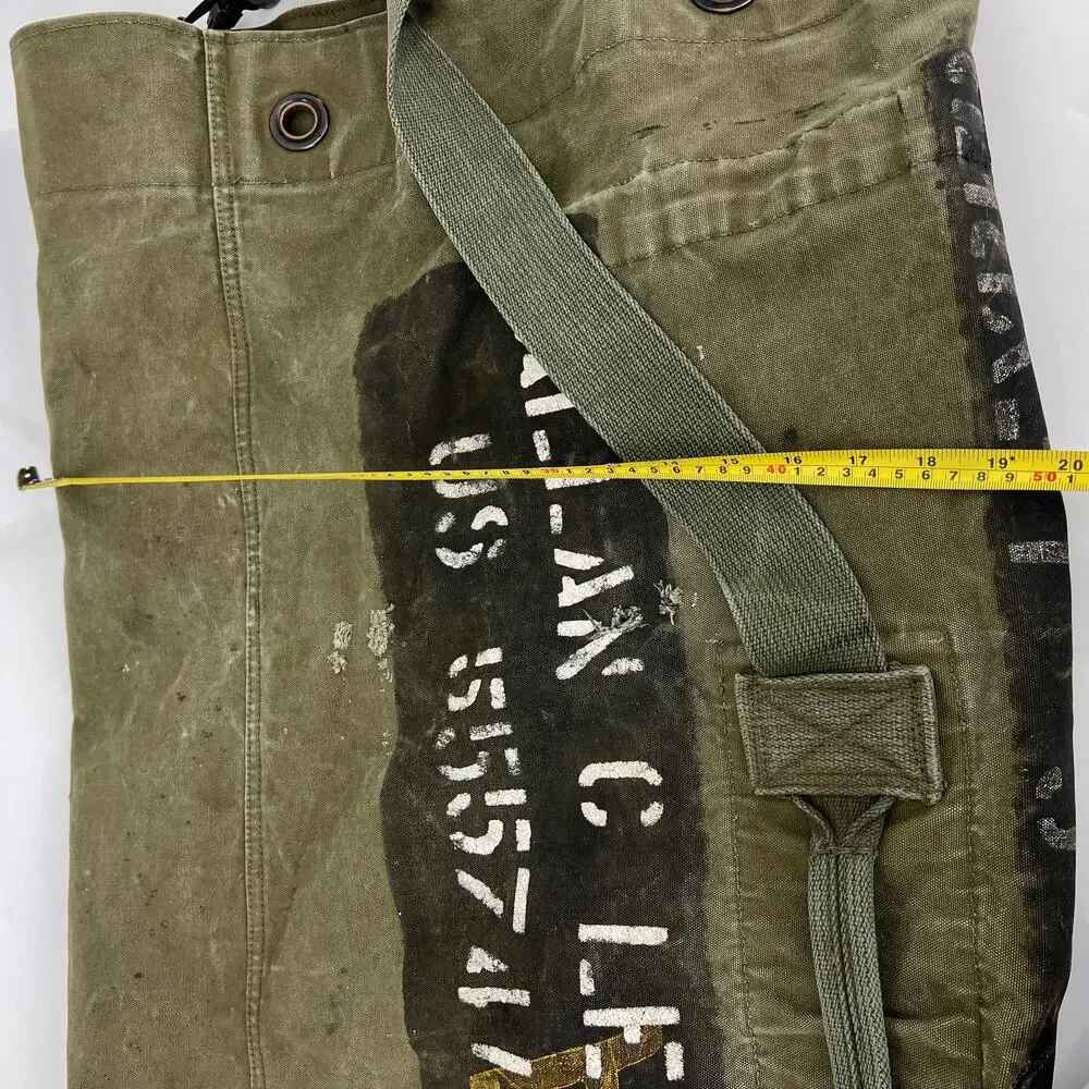 Vintage (Vietnam) Army Duffle Barracks Bag Tote Stenciled with Strap